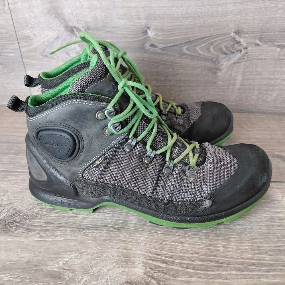 ECCO Boots Men 10 Gray BIOM Terrain GTX Gore-Tex Waterproof Outdoor Hiking Ankle